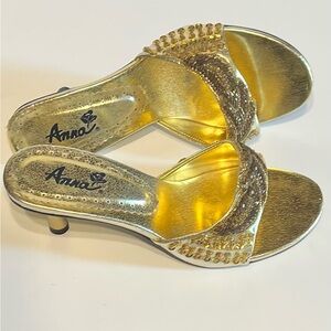 Vintage Anna Gold Sparkle Heels
